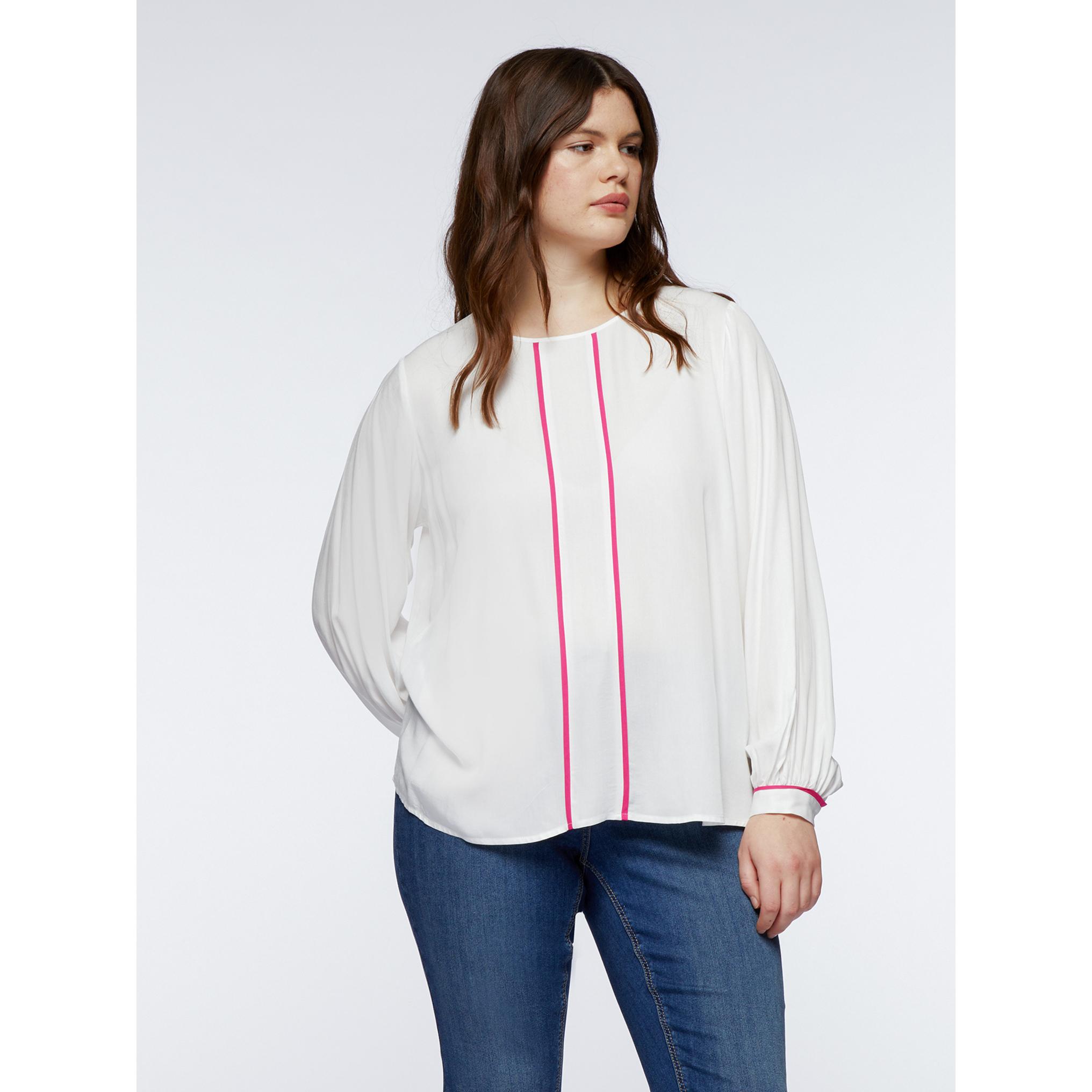 Fiorella Rubino - Blusa con bordi colorati - Bianco