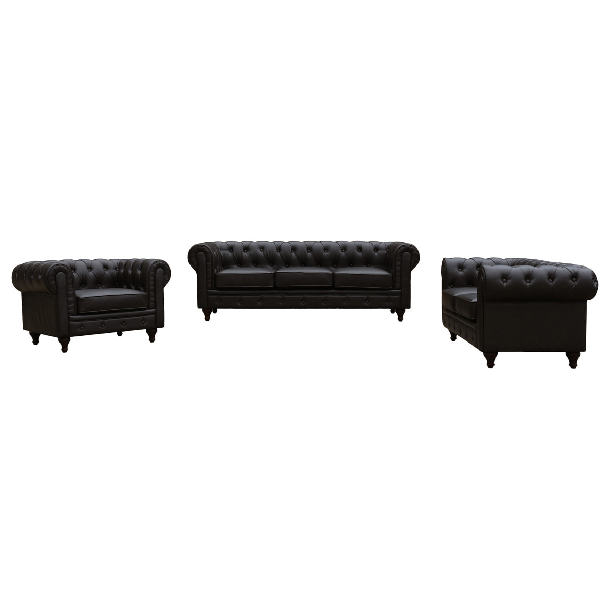 Canapé fixe Chesterfield "Aliza" - 157 x 82 x 70 cm - 2 places - Marron