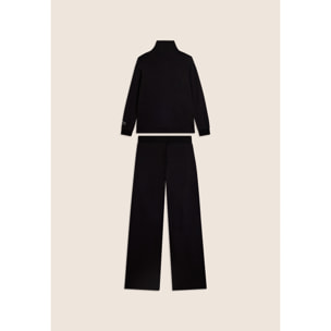 Tuta con zip e collo alto, pantaloni wide leg