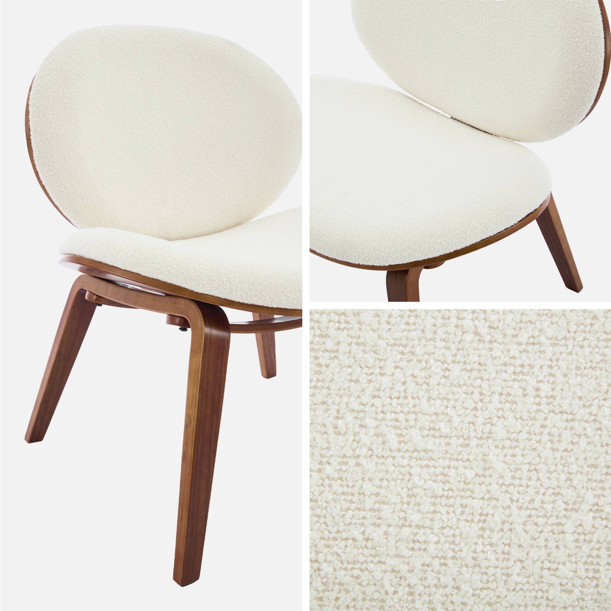 Fauteuil relax décor bois courbé placage effet noyer et bouclette texturée