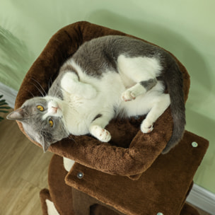 Árbol Rascador para Gatos Altura 104 cm Árbol para Gatos Torre para Gatos con Plataformas Poste con Cepillo Bolas Colgantes y Almohadilla para Rascar Marrón
