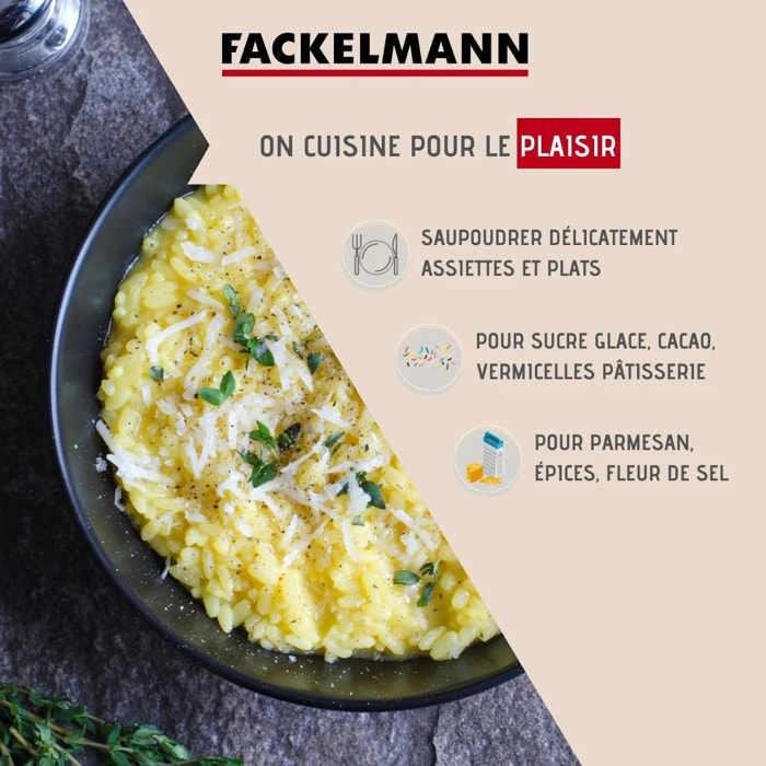 Ensemble de 2 Saupoudreuses à sucre glace et cacao en acier inoxydable avec couvercle 13 cm Fackelmann Divers