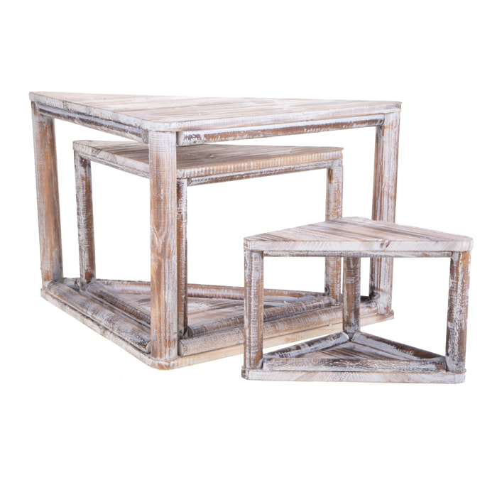 Set Di Tre Tavoli Triangolari In Legno . Dimensioni: Grande 56X29X32Cm;Media 41X22X25 Cm; Piccola 28X15X18 Cm - Pezzi 1 - 56,5X32,5X29,5cm - Colore: Marrone - Bianchi Dino - Decori Casa E Complementi