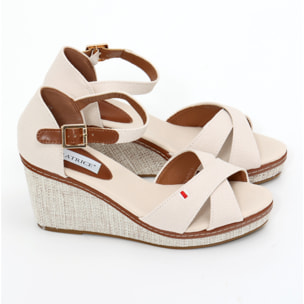 Sandali in tessuto con zeppa