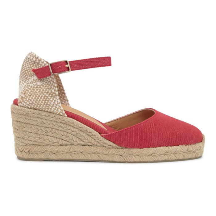 Alpargatas de cuña de mujer Carol en algodón orgánico lavado con cierre de pulsera