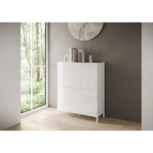 Credenza alta 4 ante 90x35x110 cm Solaria bianco lucido