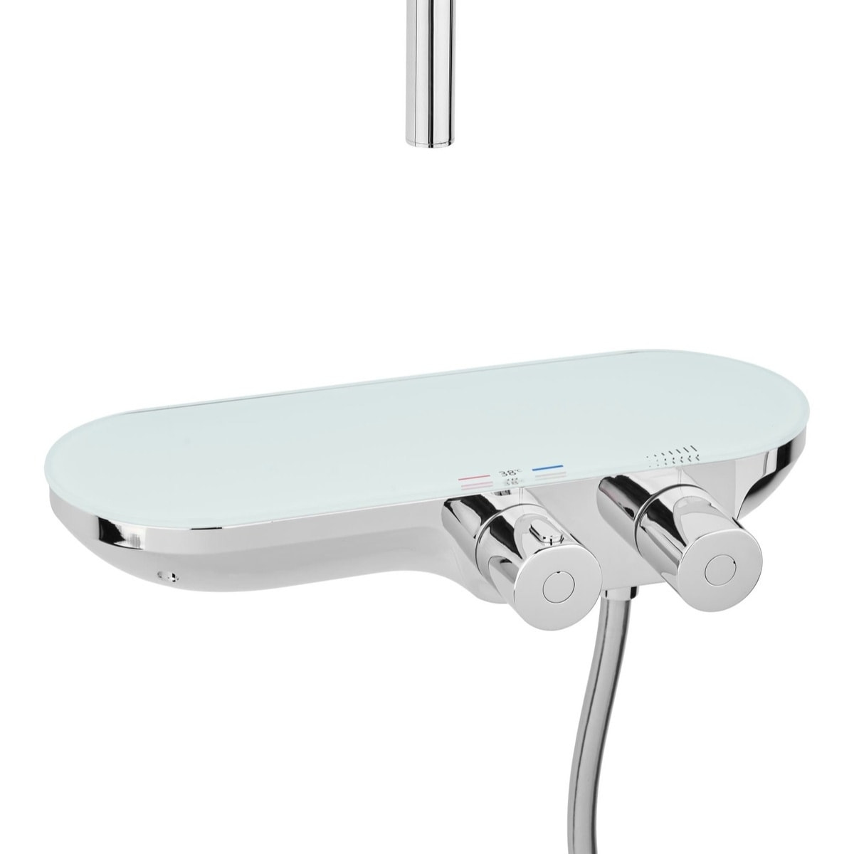 Ensemble de douche avec douchette 3 jets, mitigeur thermostatique, barre 90.5cm, Chrome/Blanc (SATSSTKPF1)