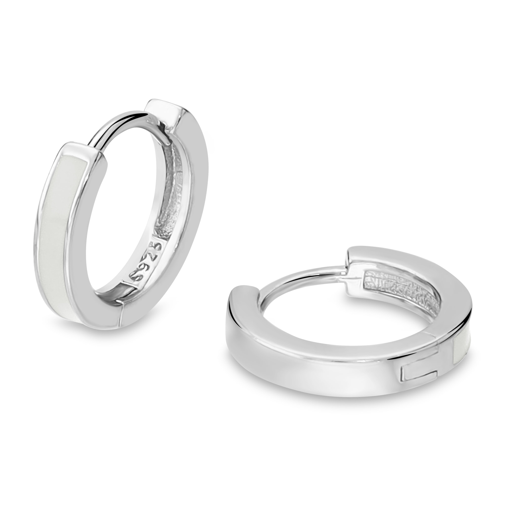 Orecchini a Cerchio Smaltati Bianchi in Argento 925