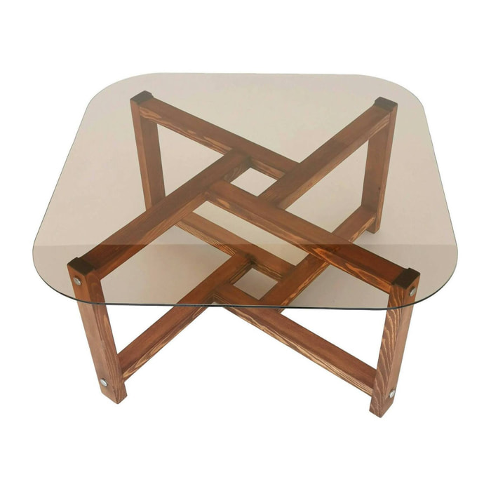 Tavolino da salotto Aurano, Tavolo basso da caffè, Portariviste per divano, Ripiano da soggiorno, 80x80h40 cm, Quercia