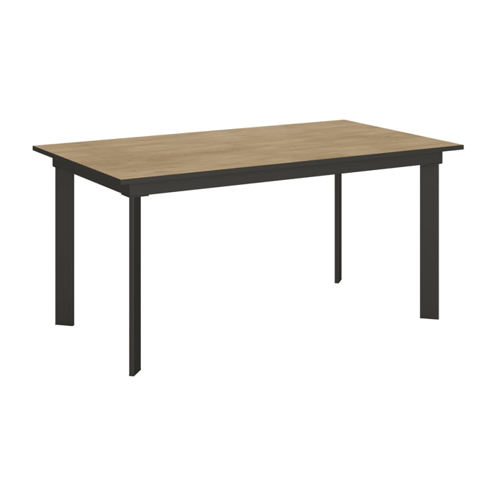 Mesa extensible 90x160/220 cm Cumar Roble Natural estructura Antracita