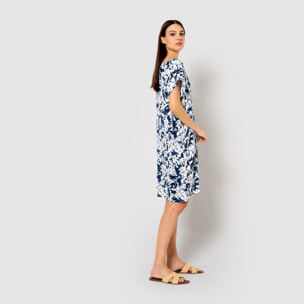 Vestido corto bambula detalles plisados alarico azul