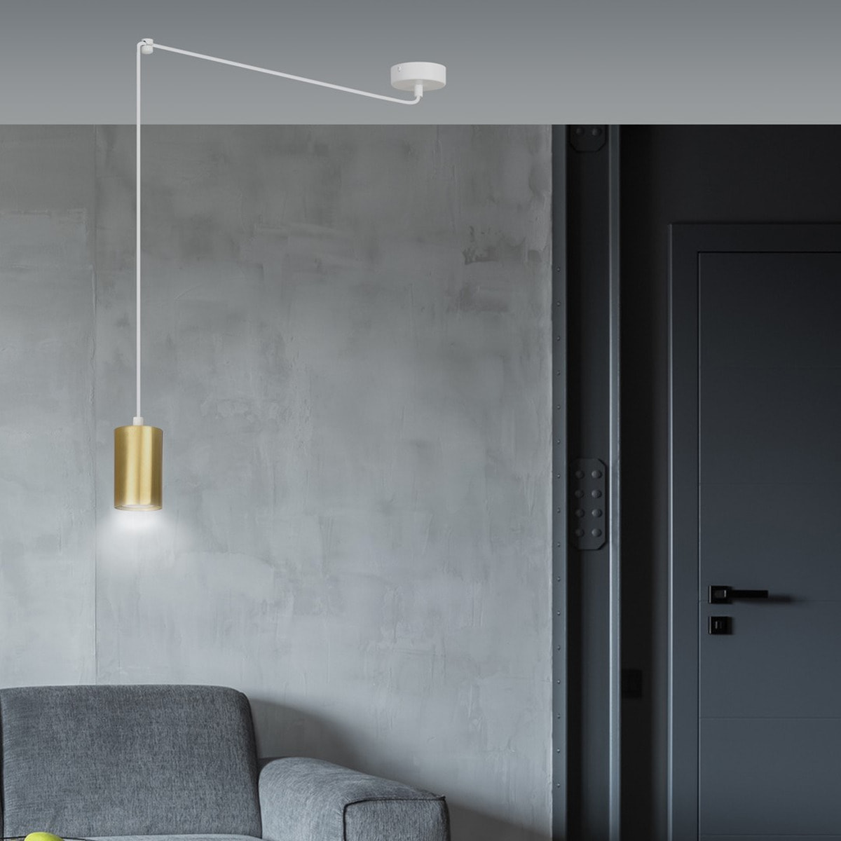 Lampada a sospensione TRAKER in acciaio bianco e oro