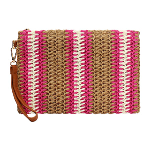 Pochette donna mare fucsia in raffia