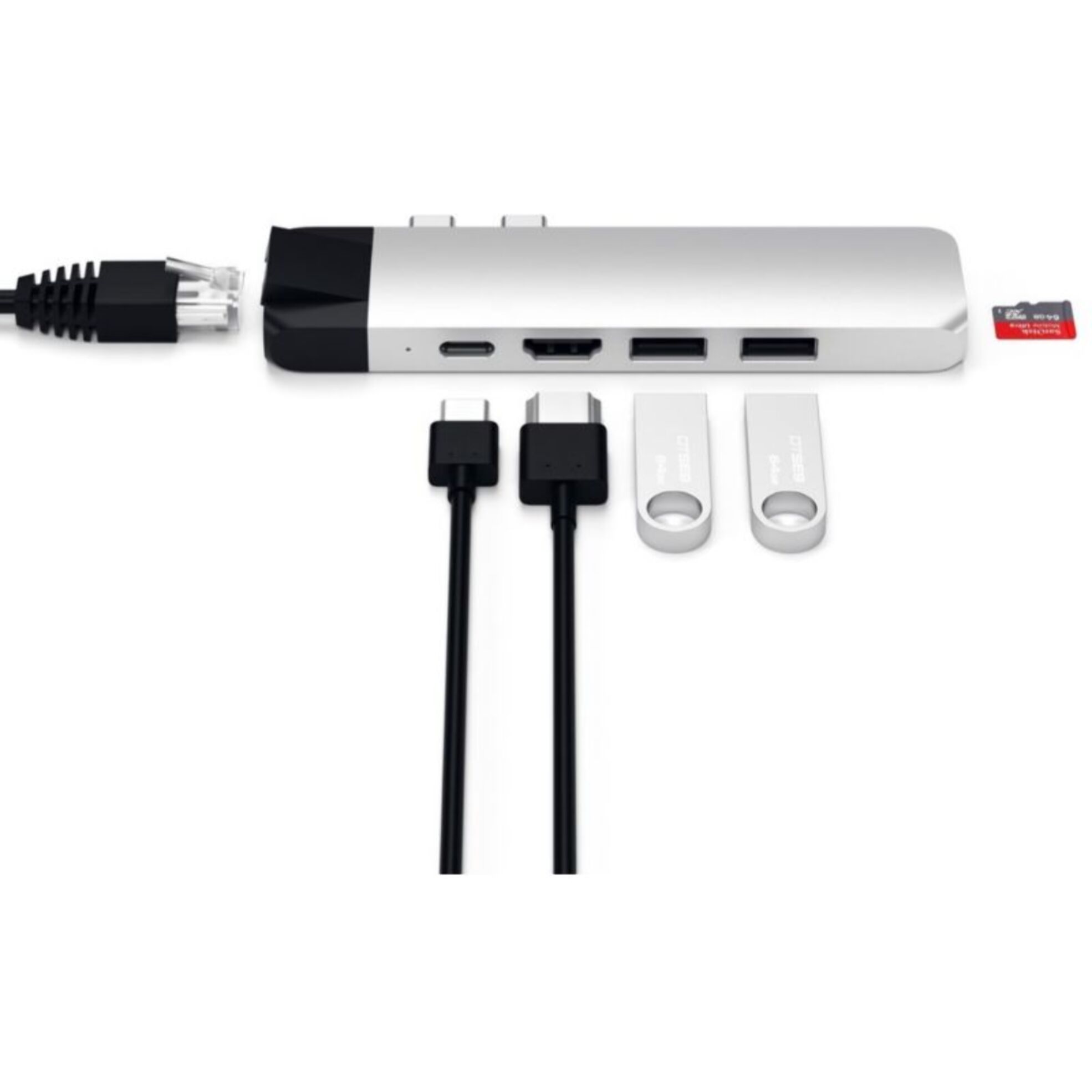 Hub SATECHI USB-C Pro + Ethernet/4K Hdmi silver