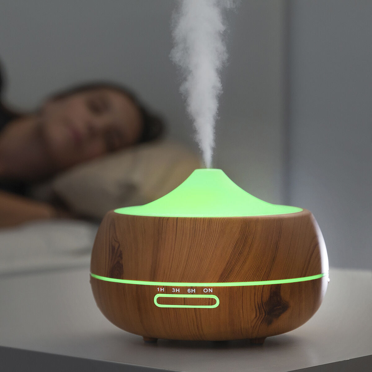 Humidificador Difusor de Aromas con LED Multicolor Wooden-Effect InnovaGoods