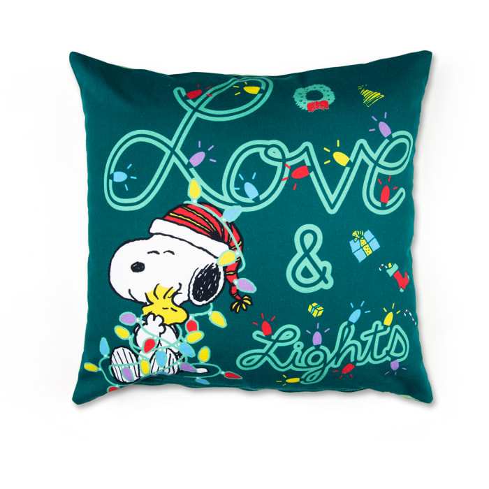 Cuscino arredo Excelsa – Peanuts Shiny And Bright, Cotone verde
