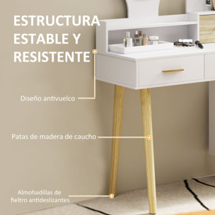 Tocador de Maquillaje con Espejo y Luces LED Mesa de Maquillaje con Iluminación Ajustable 5 Cajones y 4 Compartimentos Tocador para Dormitorio Salón Blanco