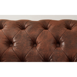 Winston - Canapé d'angle Chesterfield - 4 places - style industriel - droit - Marron