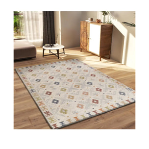 TAMARIS Alfombra étnica de pelo corto multicolor, varias medidas disponibles.