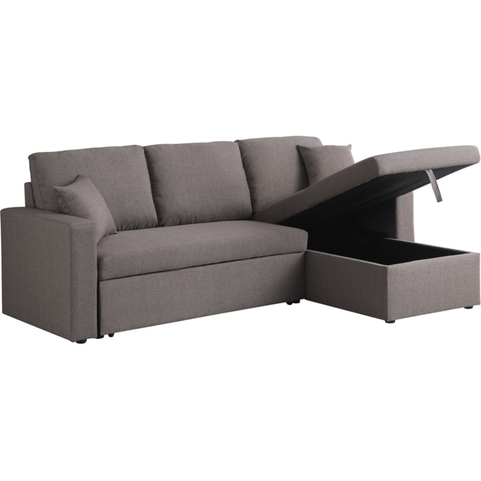 Canapé d'angle convertible/ réversible avec coffre "Alain" - 3 places - Taupe