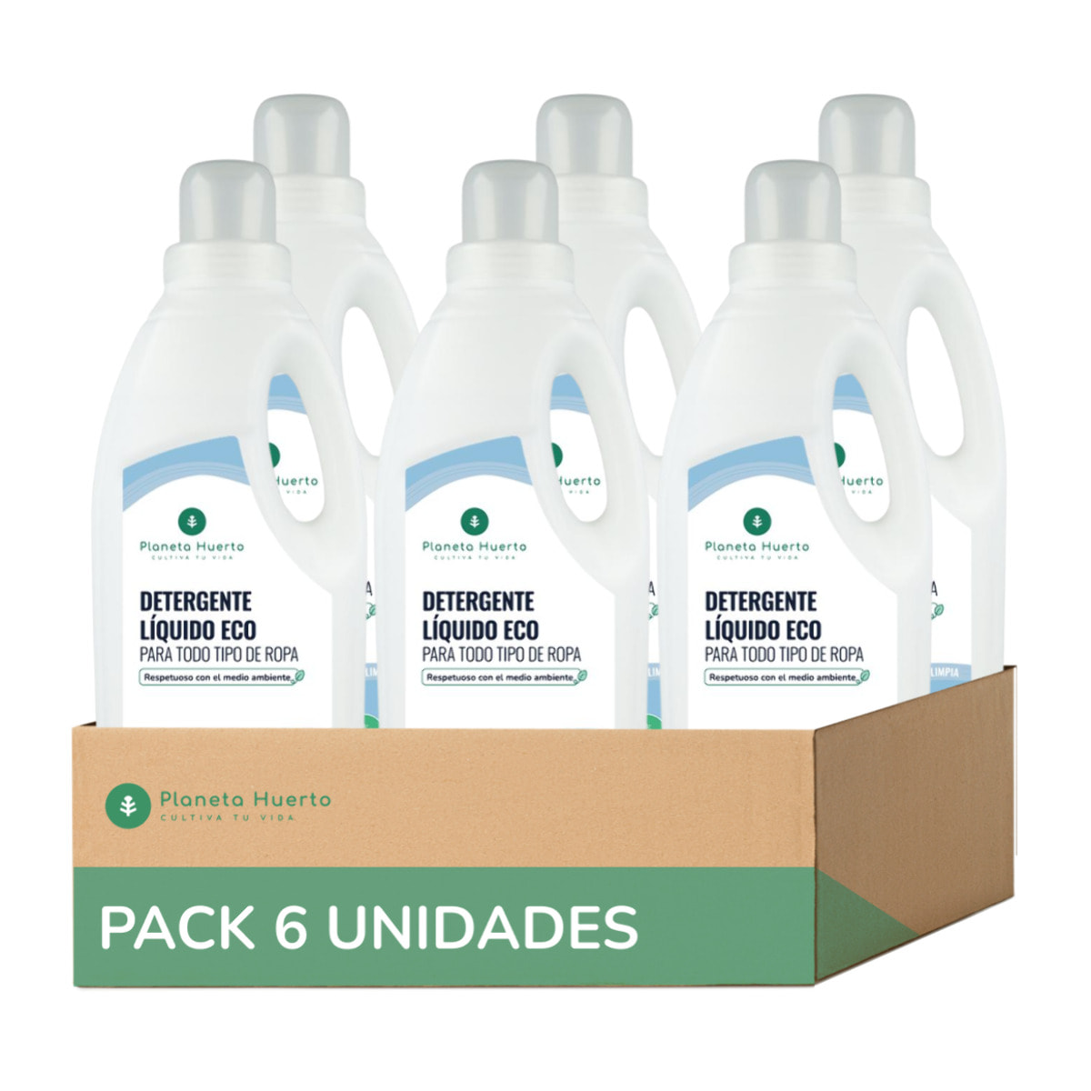 PLANETA HUERTO Pack 6x Detergente Líquido Ropa ECO Aroma Natural a Ropa Limpia 1,5 L – Biodegradable y Suave con los Tejidos