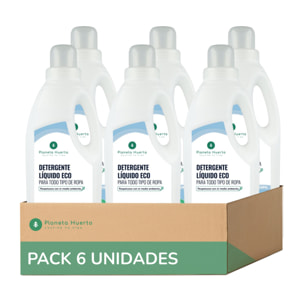 PLANETA HUERTO Pack 6x Detergente Líquido Ropa ECO Aroma Natural a Ropa Limpia 1,5 L – Biodegradable y Suave con los Tejidos