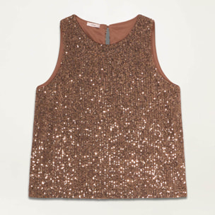 Oltre - Top in paillettes - Marrone