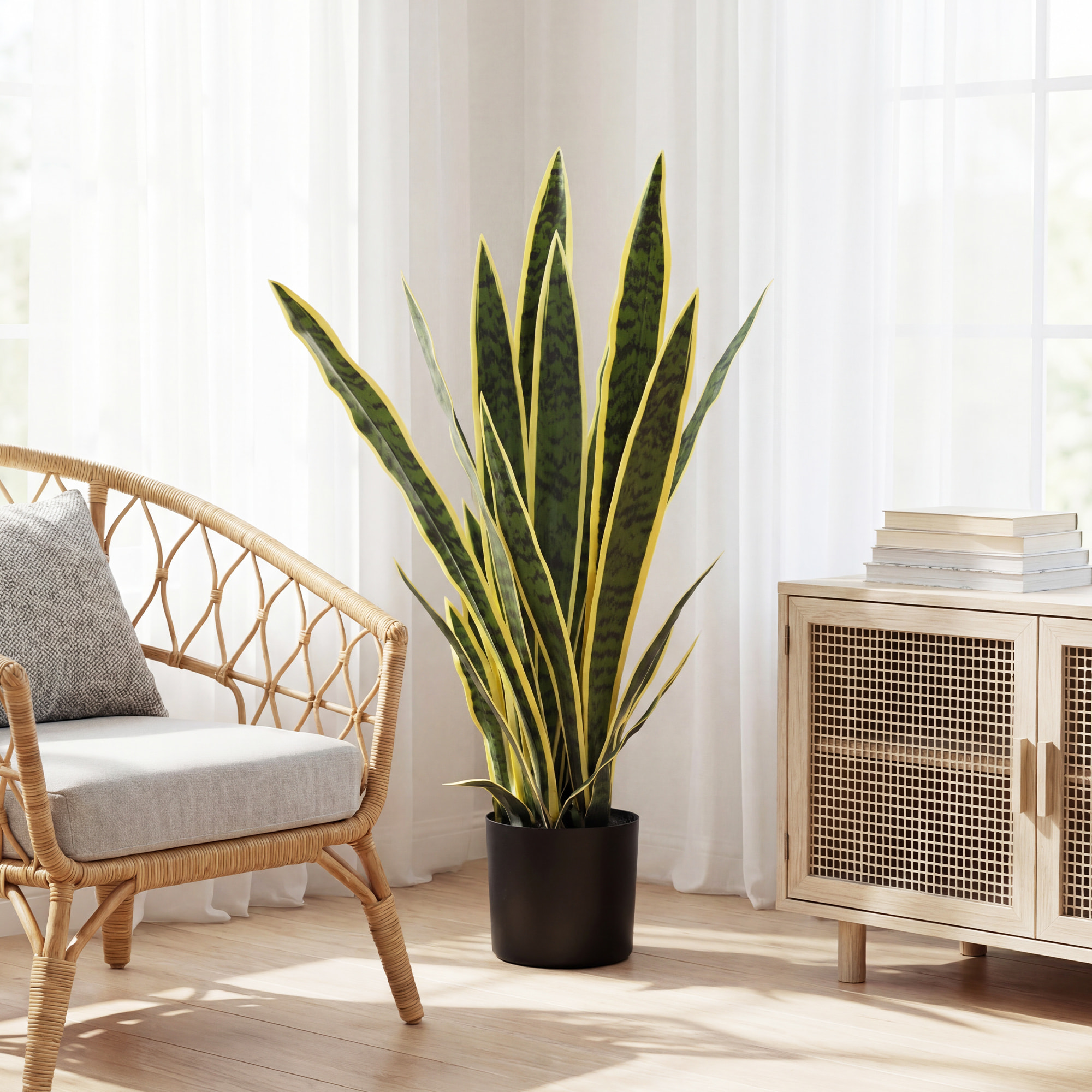 Plante artificielle Sansevieria H.77cm 21 feuilles ajustables grand réalisme