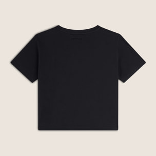 T-shirt Cropped girocollo fit comfort con ricamo