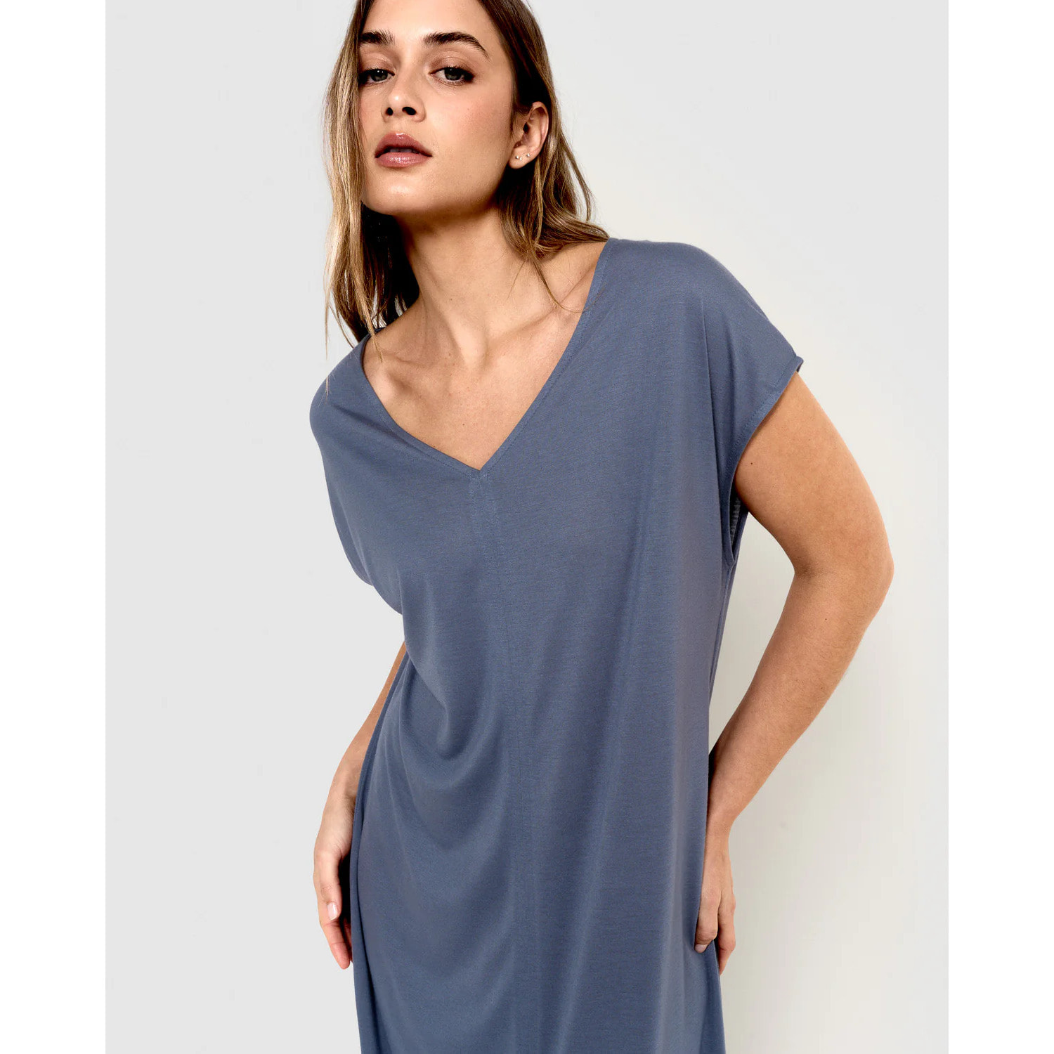 Vestido largo viscosa índigo