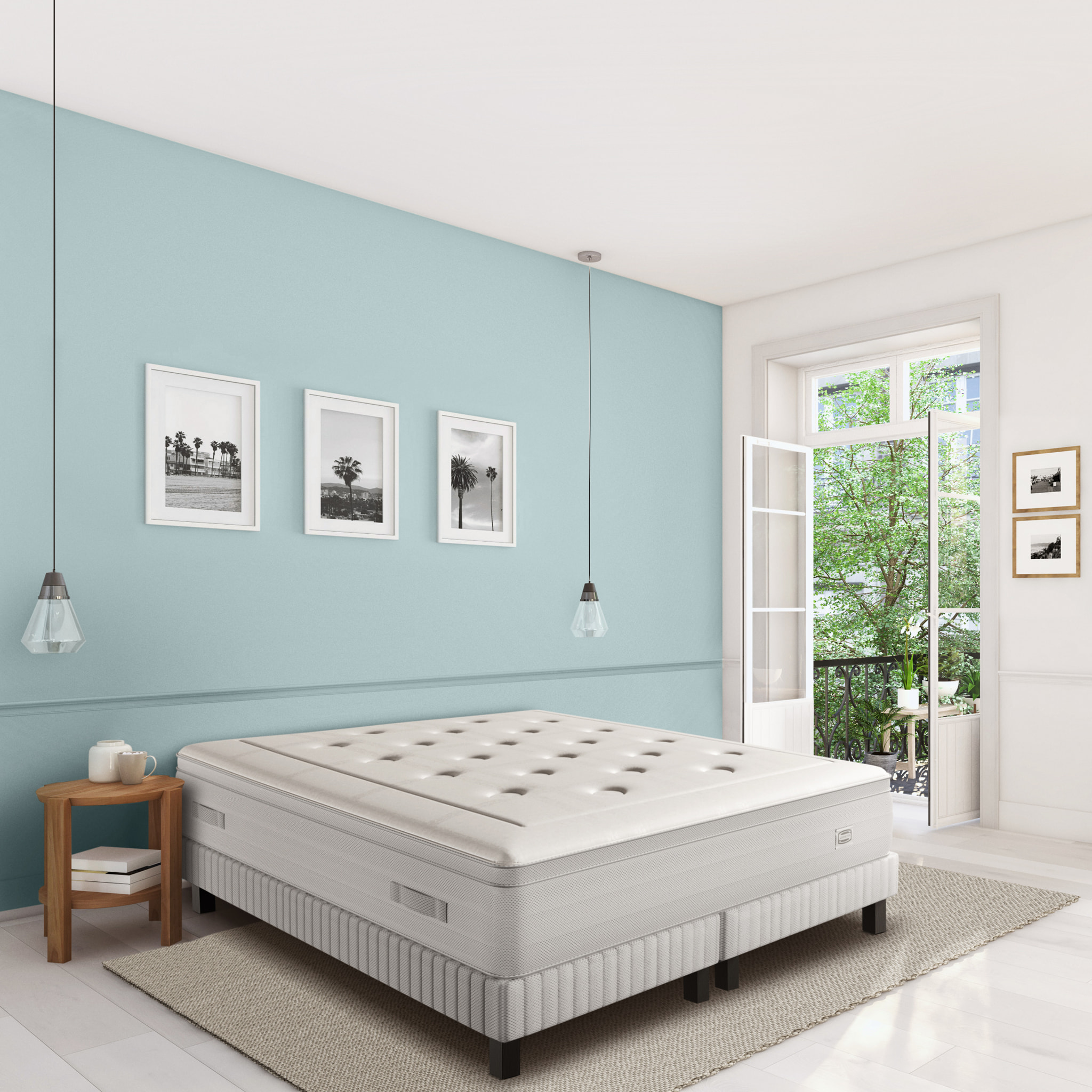 Ensemble EXTENSION matelas H29 ressort ensachés, ferme, 2 sommiers