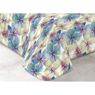 Quilt Trapuntino Piumino Estivo 100gr/mq Microfibra Disegno Flower Blu D19