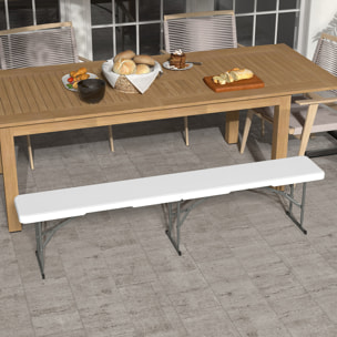 Banco de Jardín Plegable Banco Exterior de 3 Plazas con Marco de Acero Carga 360 kg para Patio Terraza Balcón Camping 183x28x43 cm Blanco