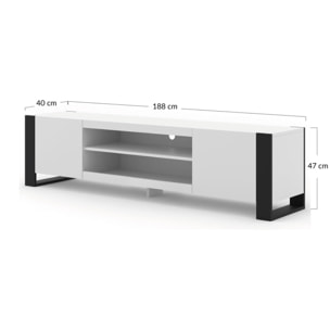 Pedro - meuble tv - 2 portes et 2 niches - 188 cm - Bois / Noir