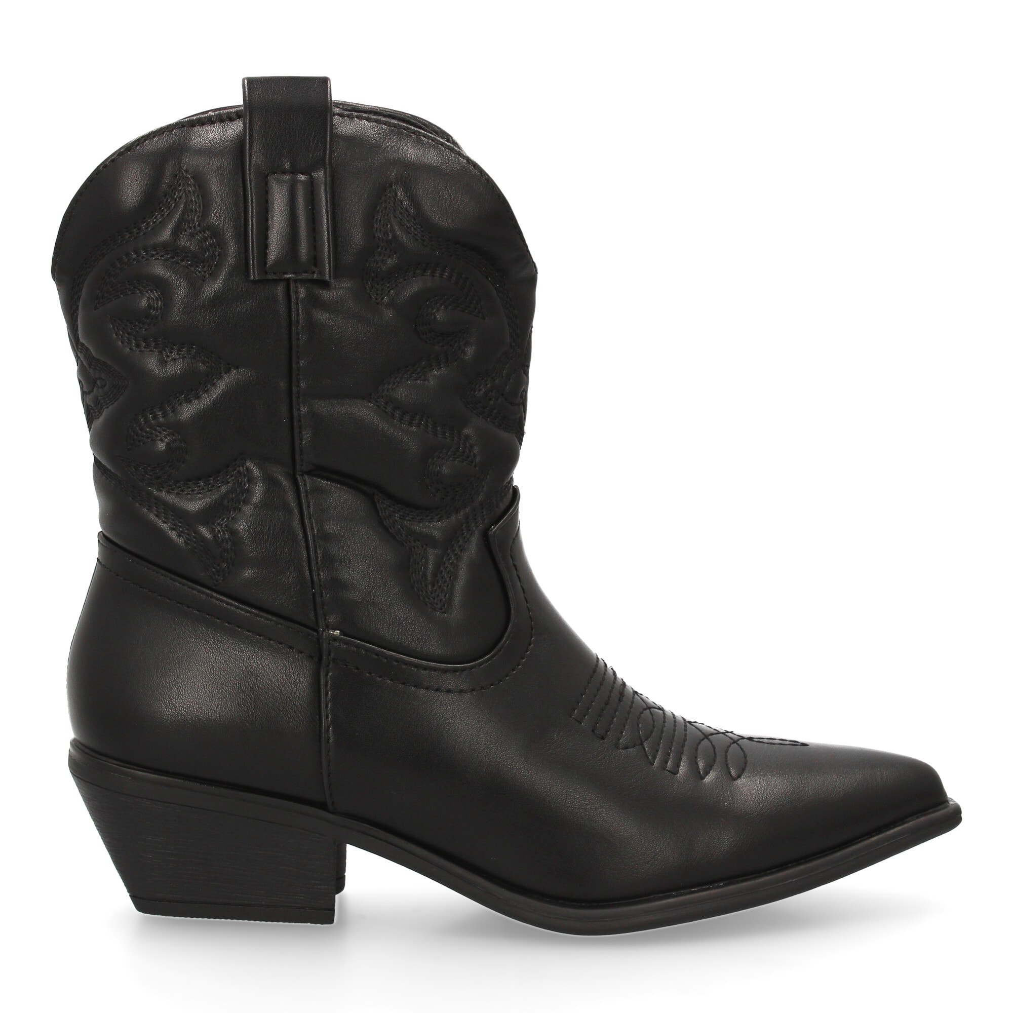 Botín cowboy con grabados en la caña