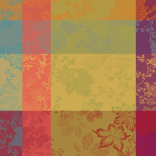 Serviette pur coton motif jacquard bordeaux orange Mille sous bois automne