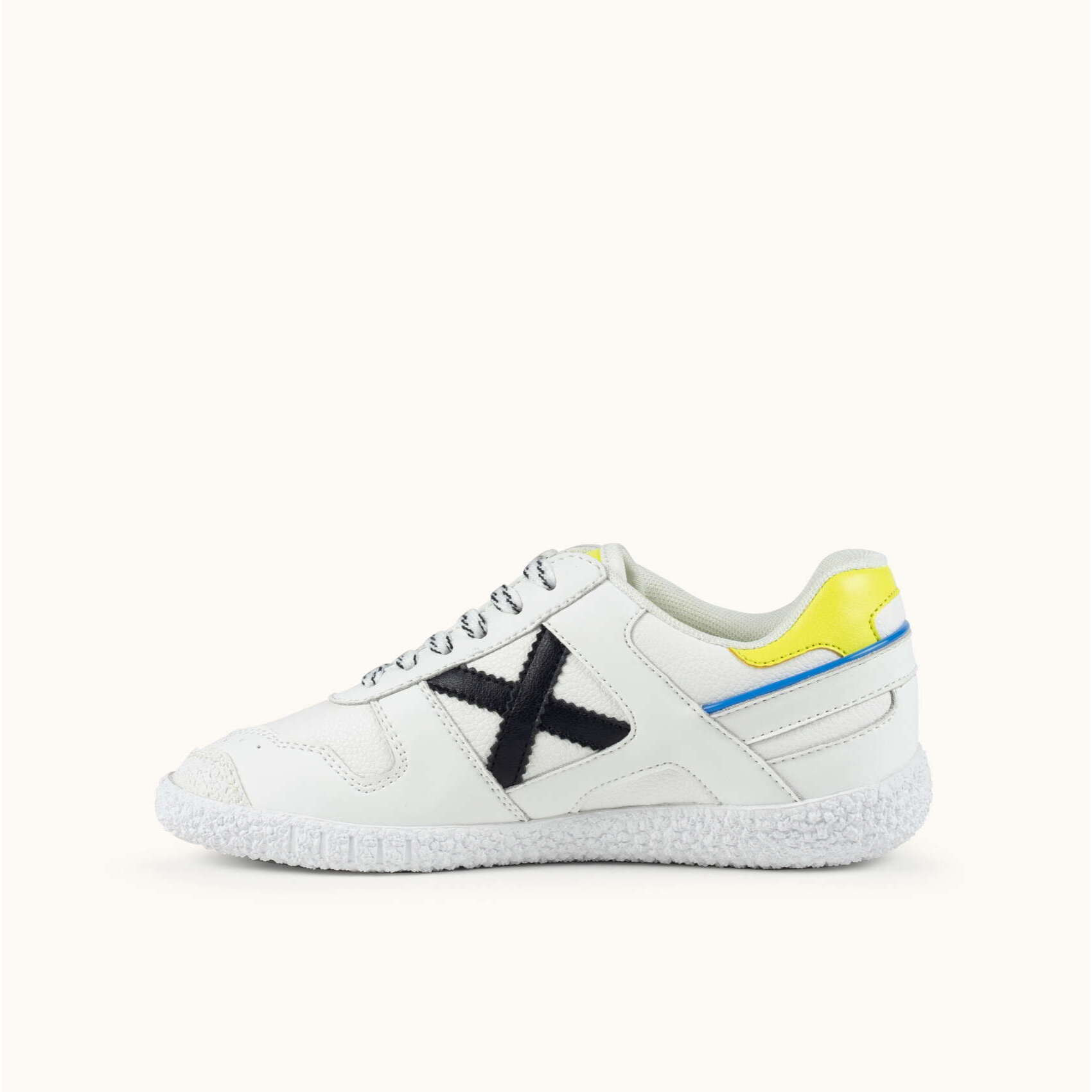 Zapatilla Infantil de Estilo Retro Blanco y Amarillo MUNICH MINI GOAL 1630
