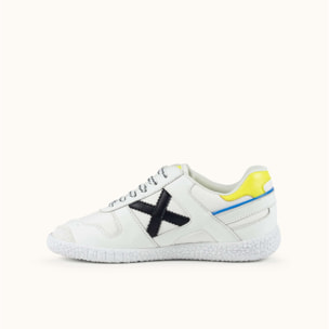 Zapatilla Infantil de Estilo Retro Blanco y Amarillo MUNICH MINI GOAL 1630