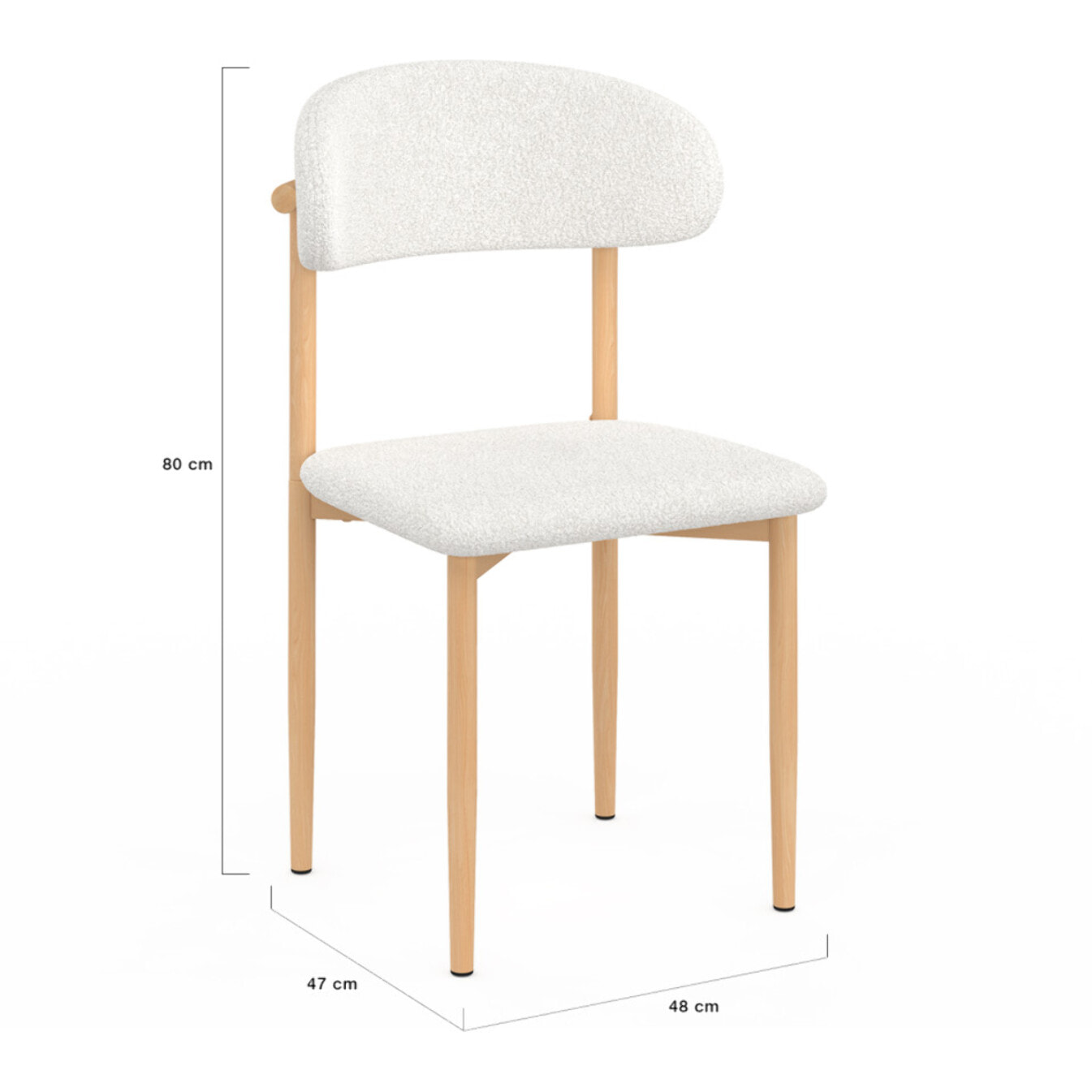 Chaises Callisto en bouclette et pieds métal - lot de 6