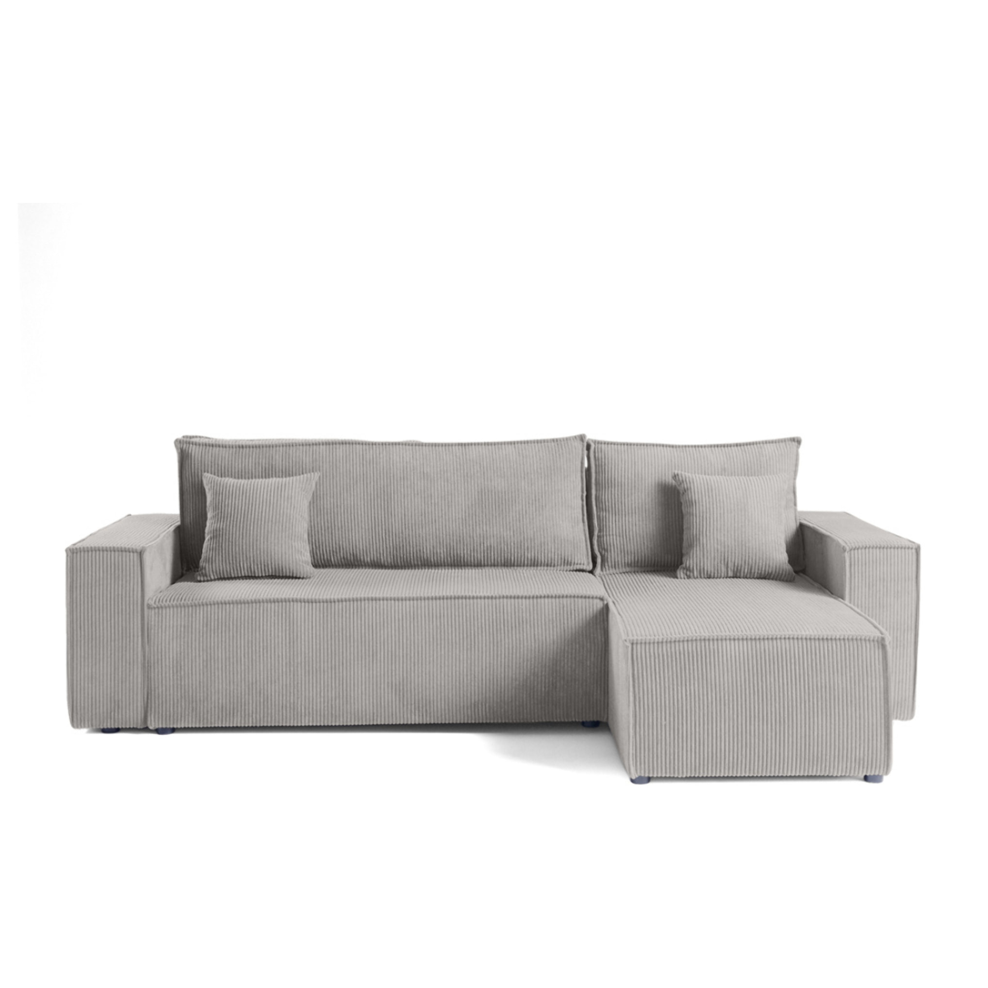 Cezanne - canapé d'angle réversible - 4 places - convertible avec coffre - en velours côtelé - Gris clair