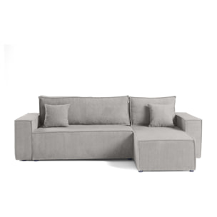 Cezanne - canapé d'angle réversible - 4 places - convertible avec coffre - en velours côtelé - Gris clair
