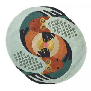 Tapis salon et chambre fait à la main en laine motif fresque LUNICIA