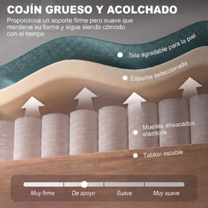 HOMCOM Sillón Orejero Moderno, Butaca de Salón con Reposabrazos y Patas de Madera, Sofá Individual Carga 160 kg para Oficina, Sala de Estar y Dormitorio, Verde Oscuro