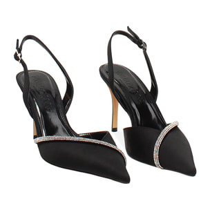 Zapato destalonado negro tacón 8,4 cm