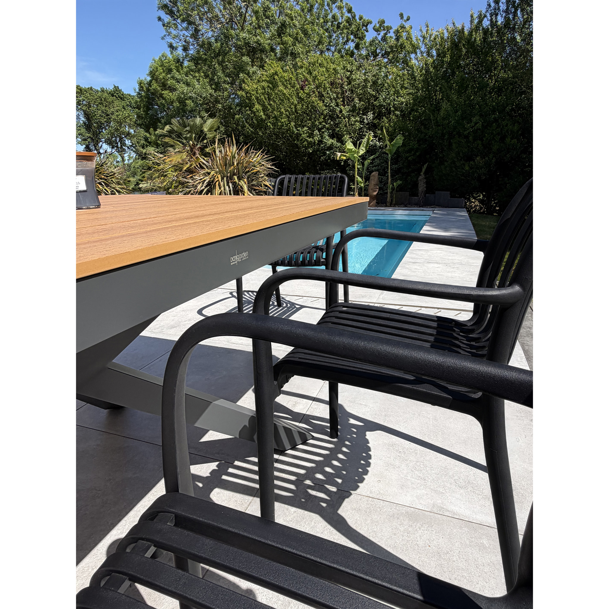 LAMU - Ensemble repas de jardin 6 places en alu - Gris anthracite