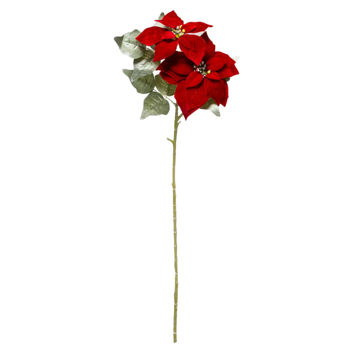 Branche Poinsettia 2 têtes 75 cm