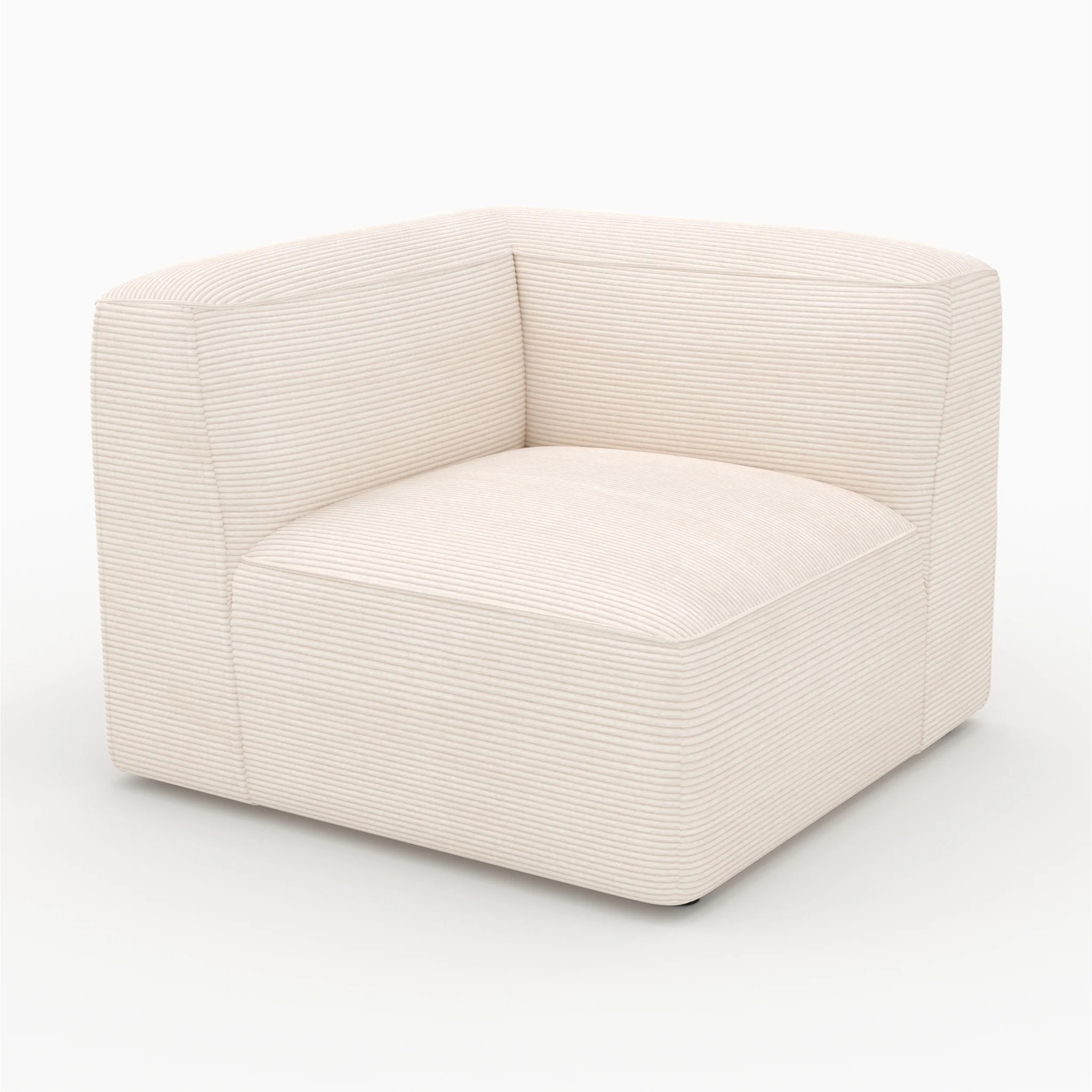 Angle gauche pour canapé modulable en velours blanc cassé - Mina