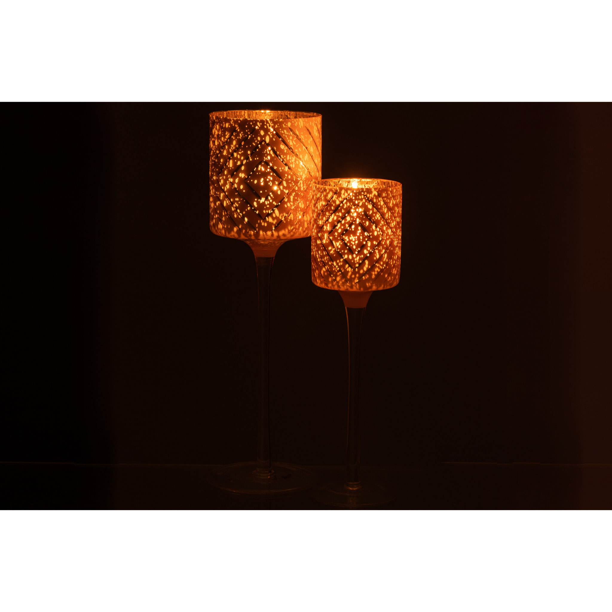J-Line photophore Sur Pied Zigzag - verre - saumon - large