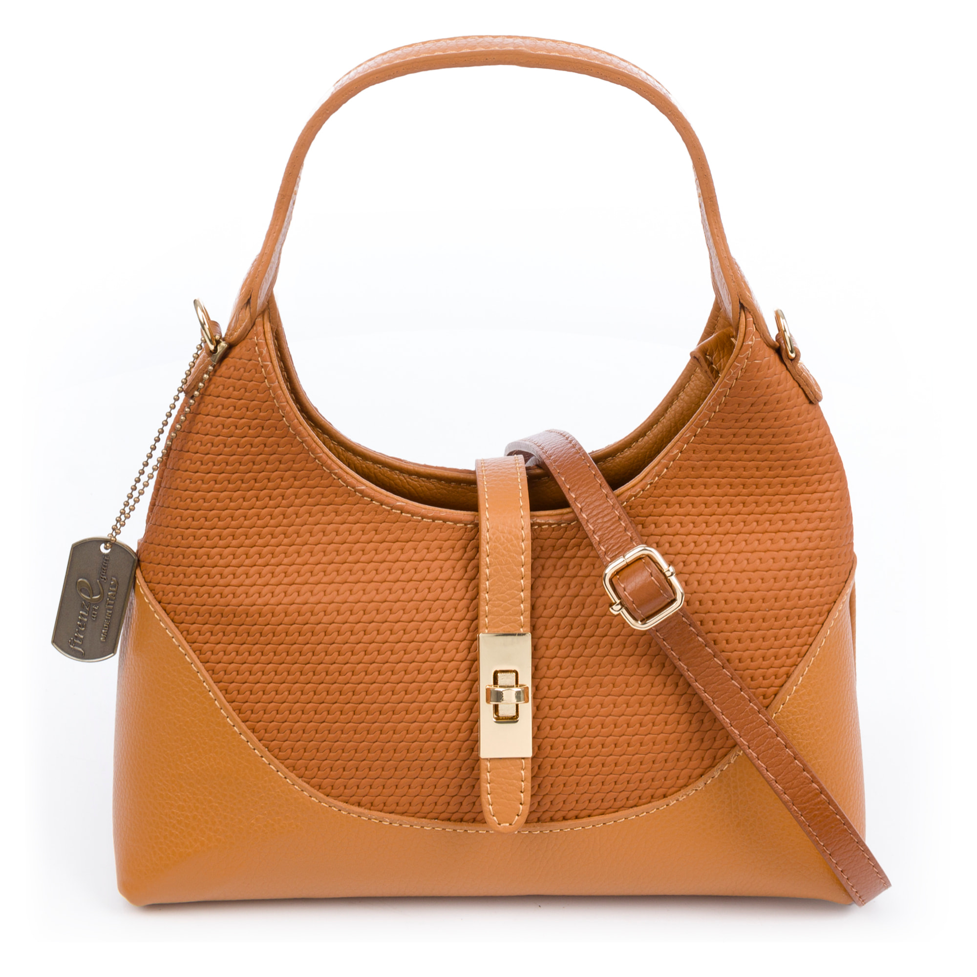 Belgioioso Bolso de hombro Mujer. Piel auténtica acabado Dollaro estampado
