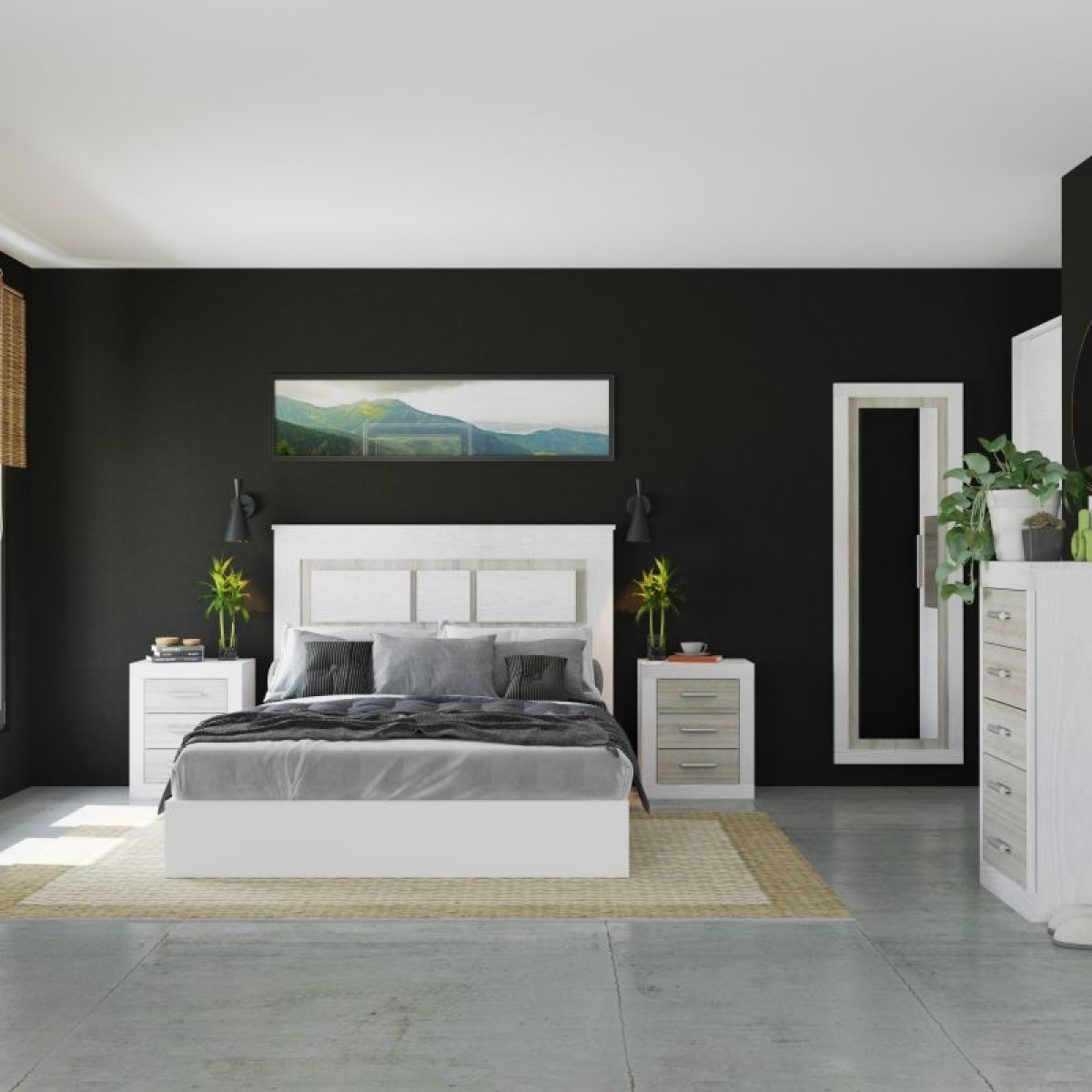 Dormitorio Kira 5C Plus Andersen Pino - Gris